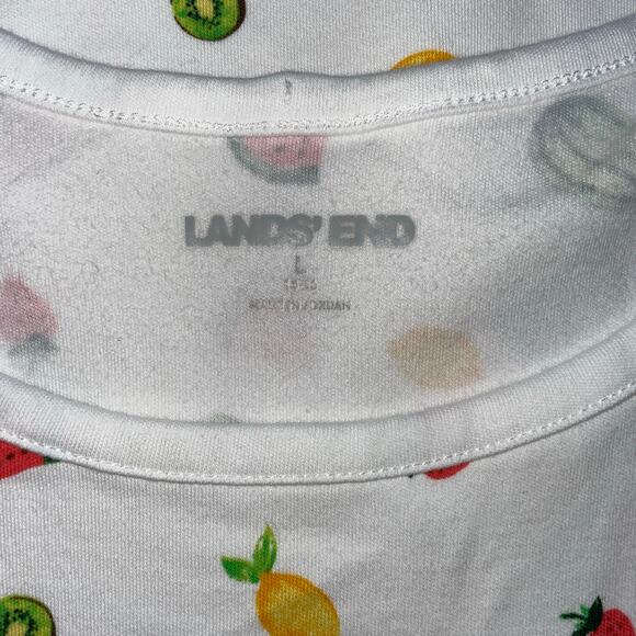 Lands End Womens Tank Top Scoop Neck White All Over Graphic Fruit Size Large - Picture 4 of 5